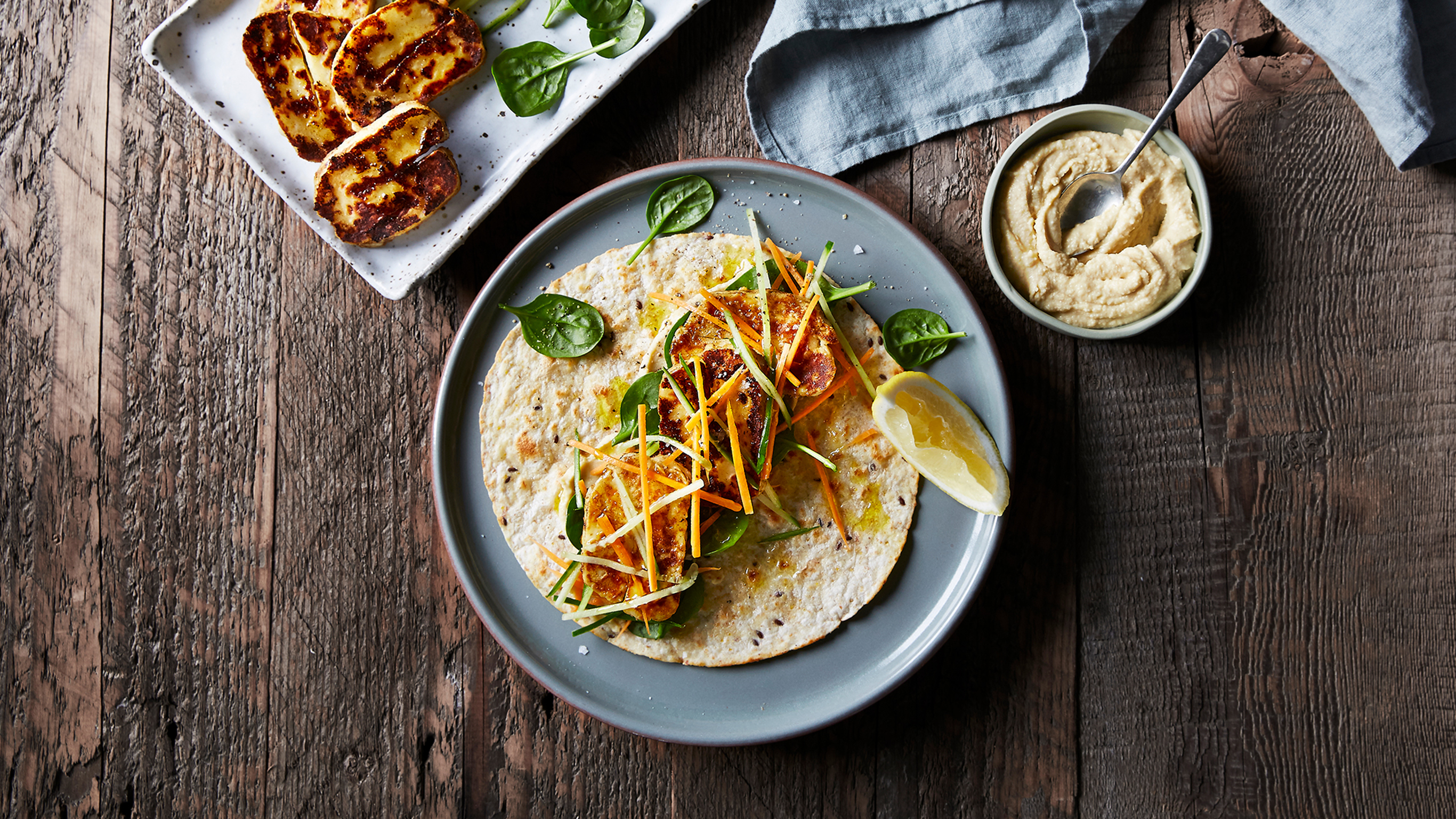 Spiced Haloumi & Hummus Wrap