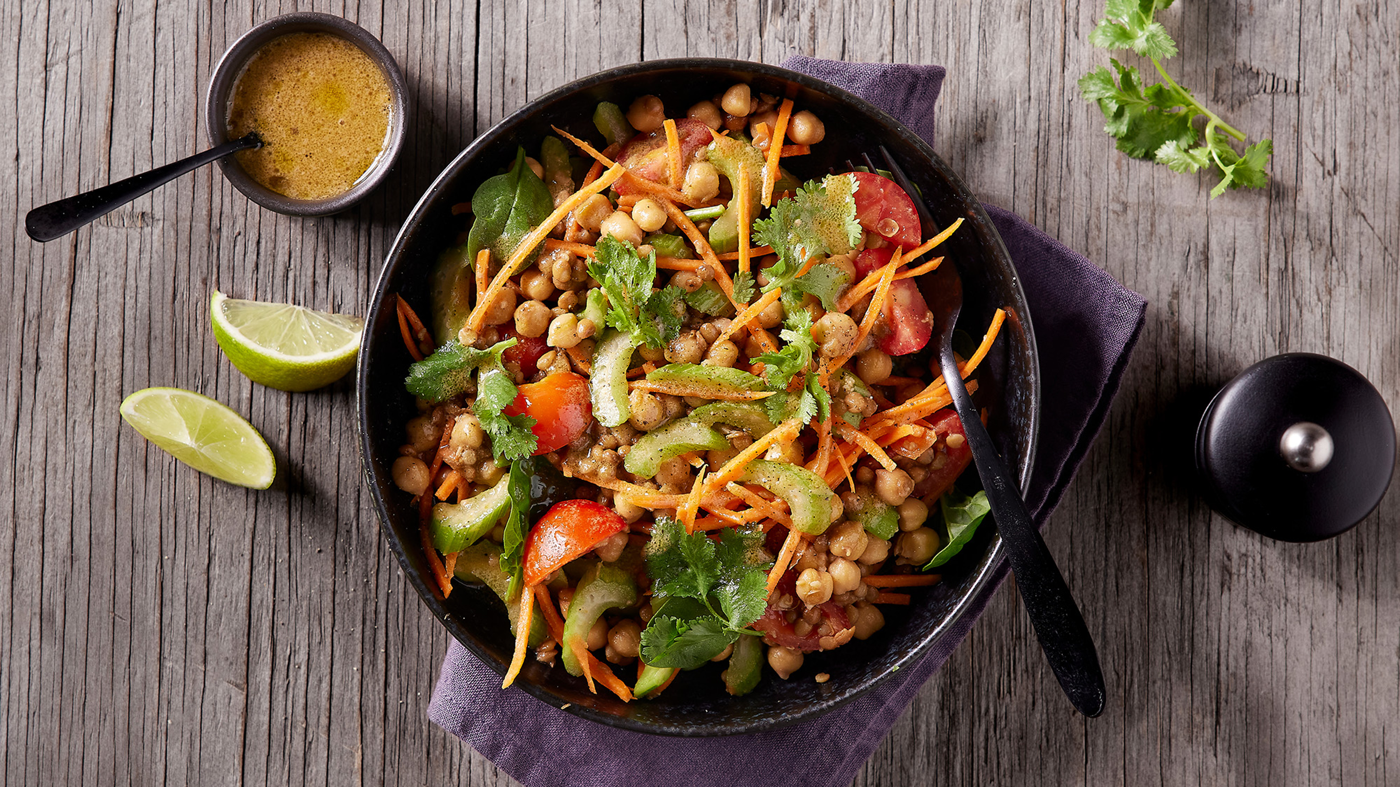 Chickpea & Lentil Salad with Honey Mustard Dressing