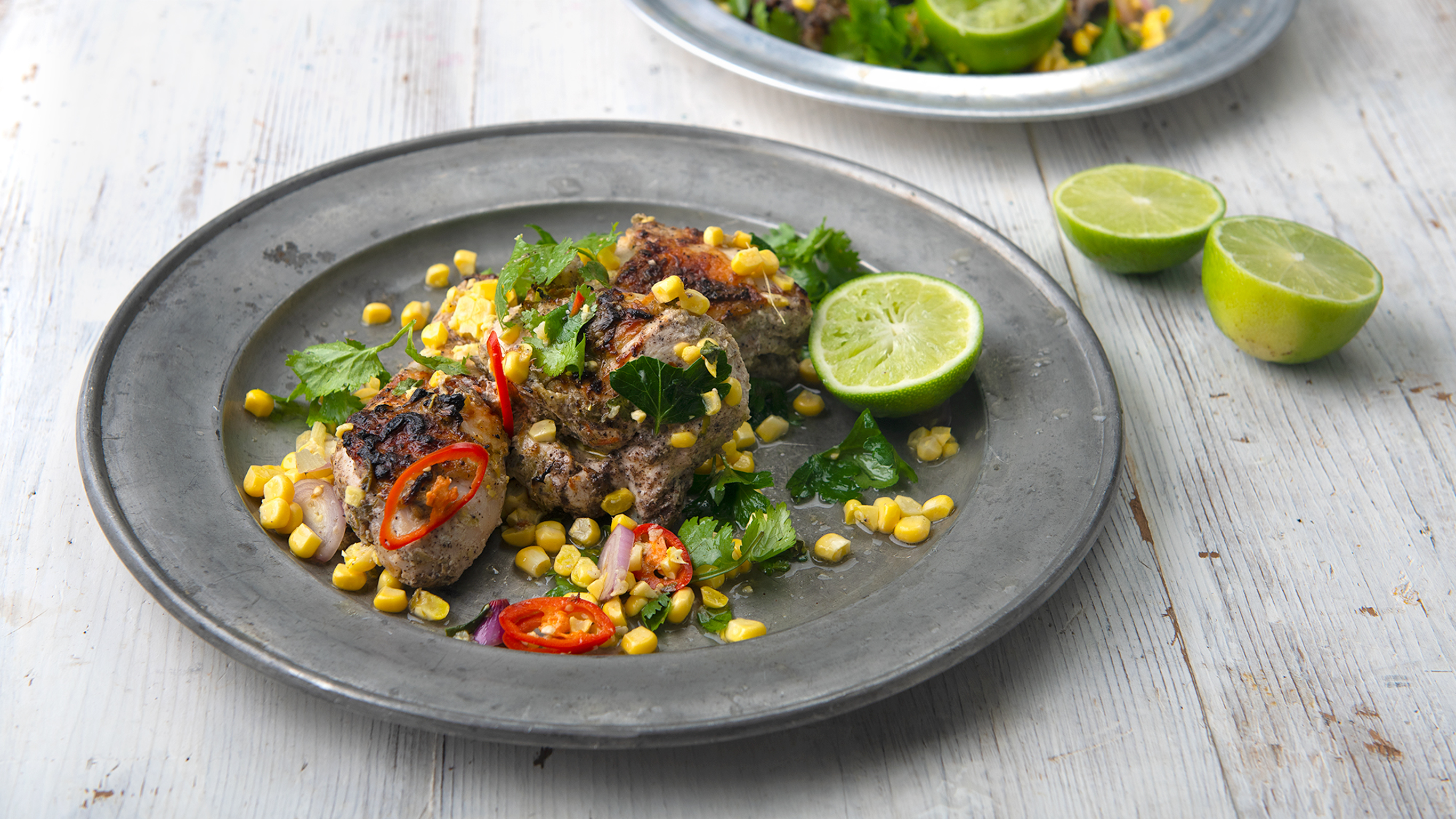 Herb stalk chicken with corn & citrus from the Centr meal plan.