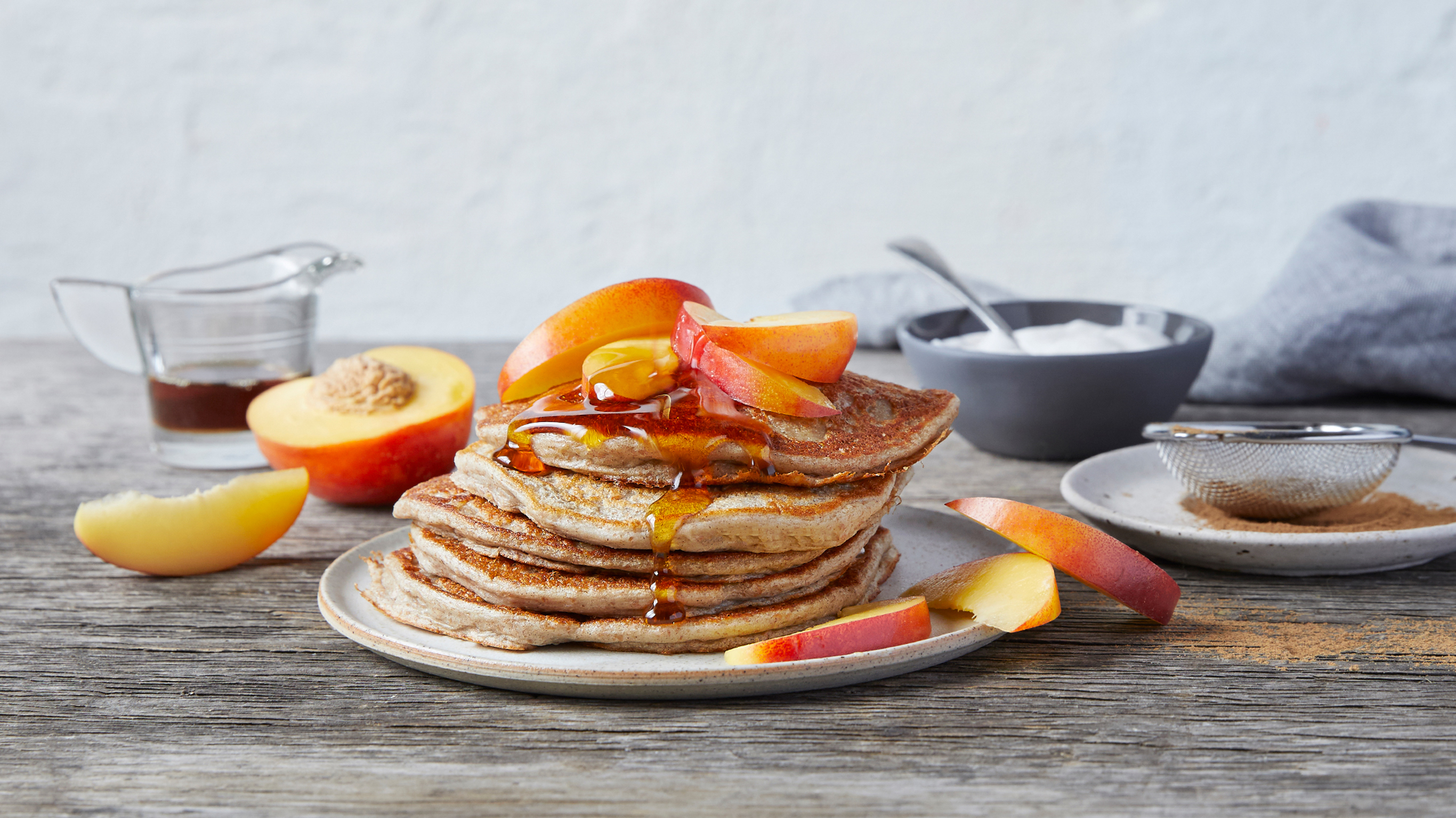 Cinnamon Pancakes with Nectarines