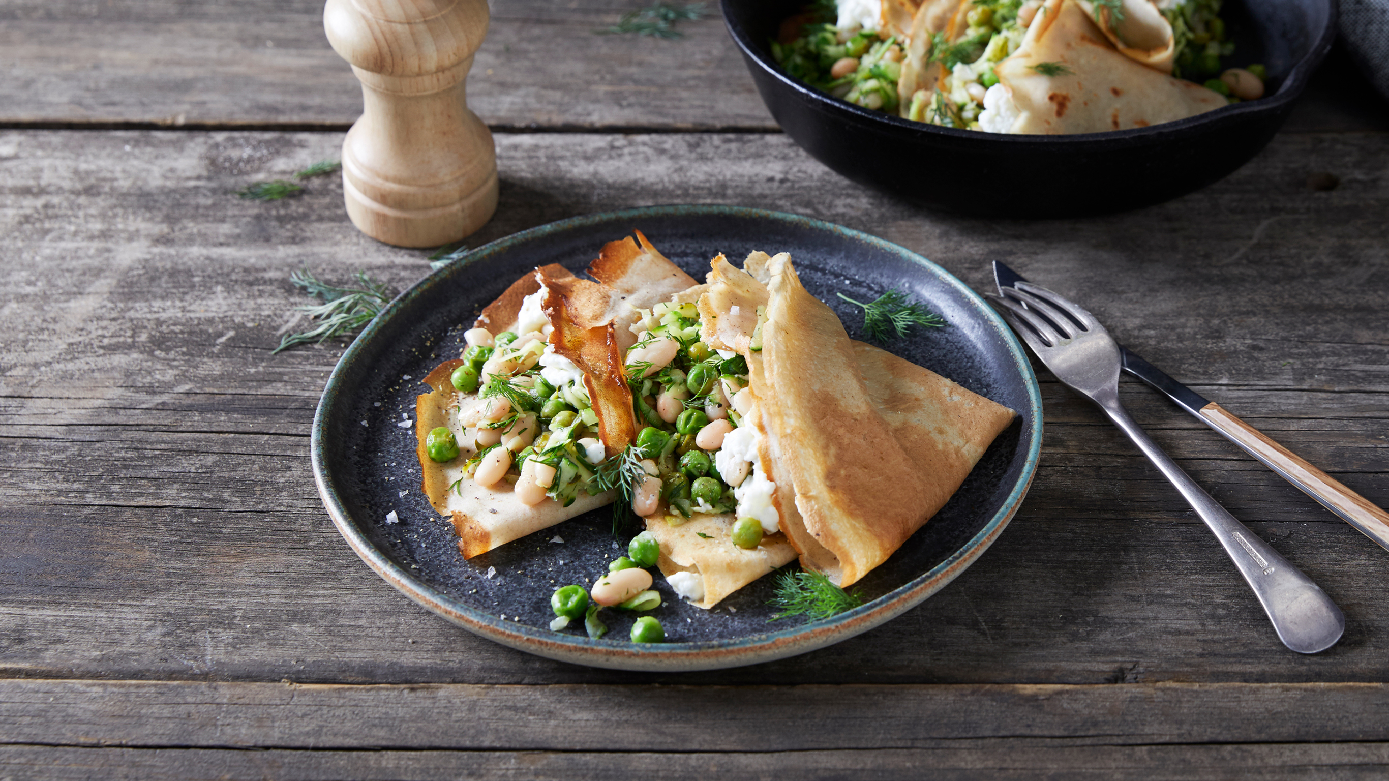 Buckwheat Savory Crepes with Greens