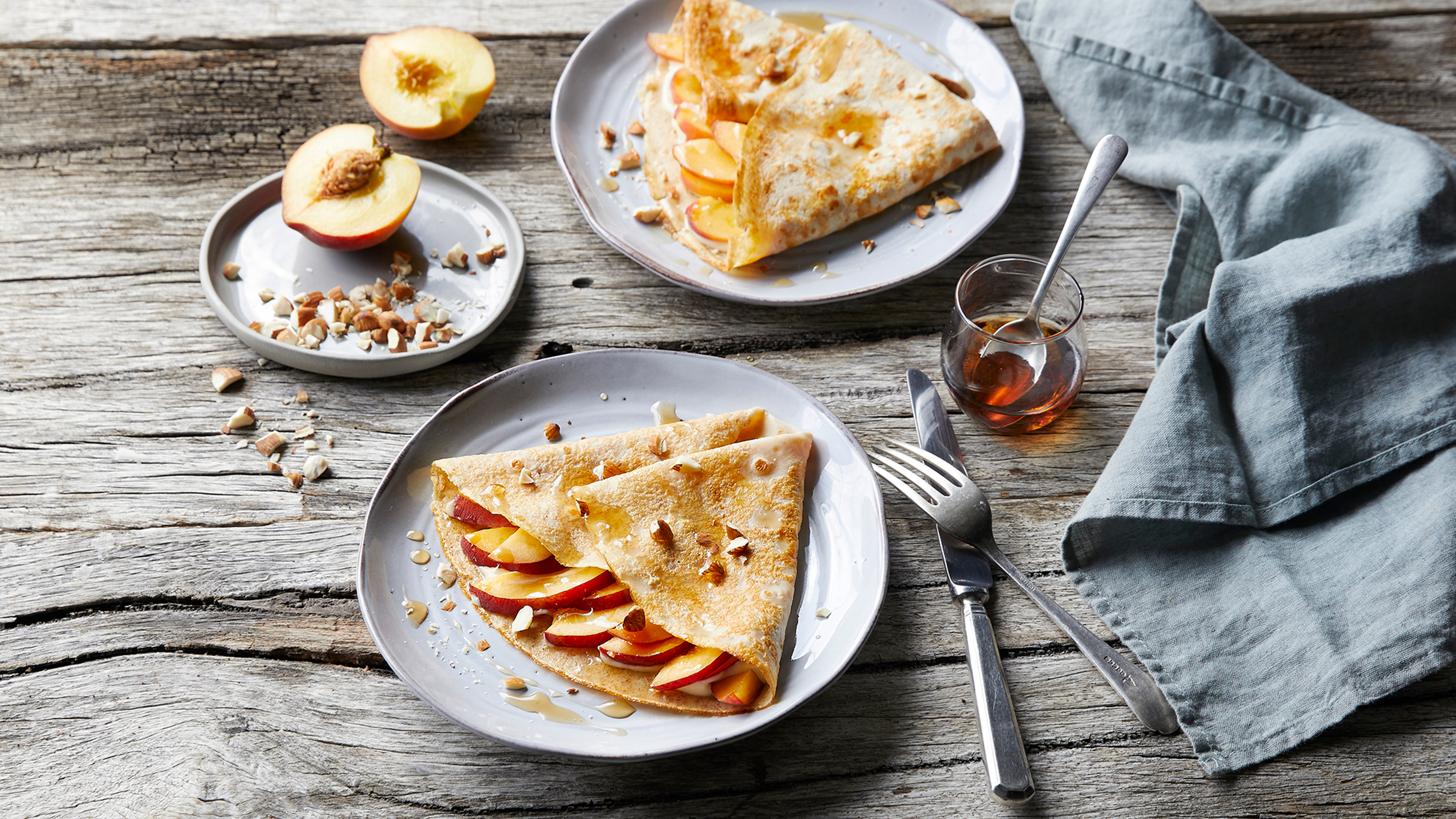 Peaches & Cream Spelt Crepes