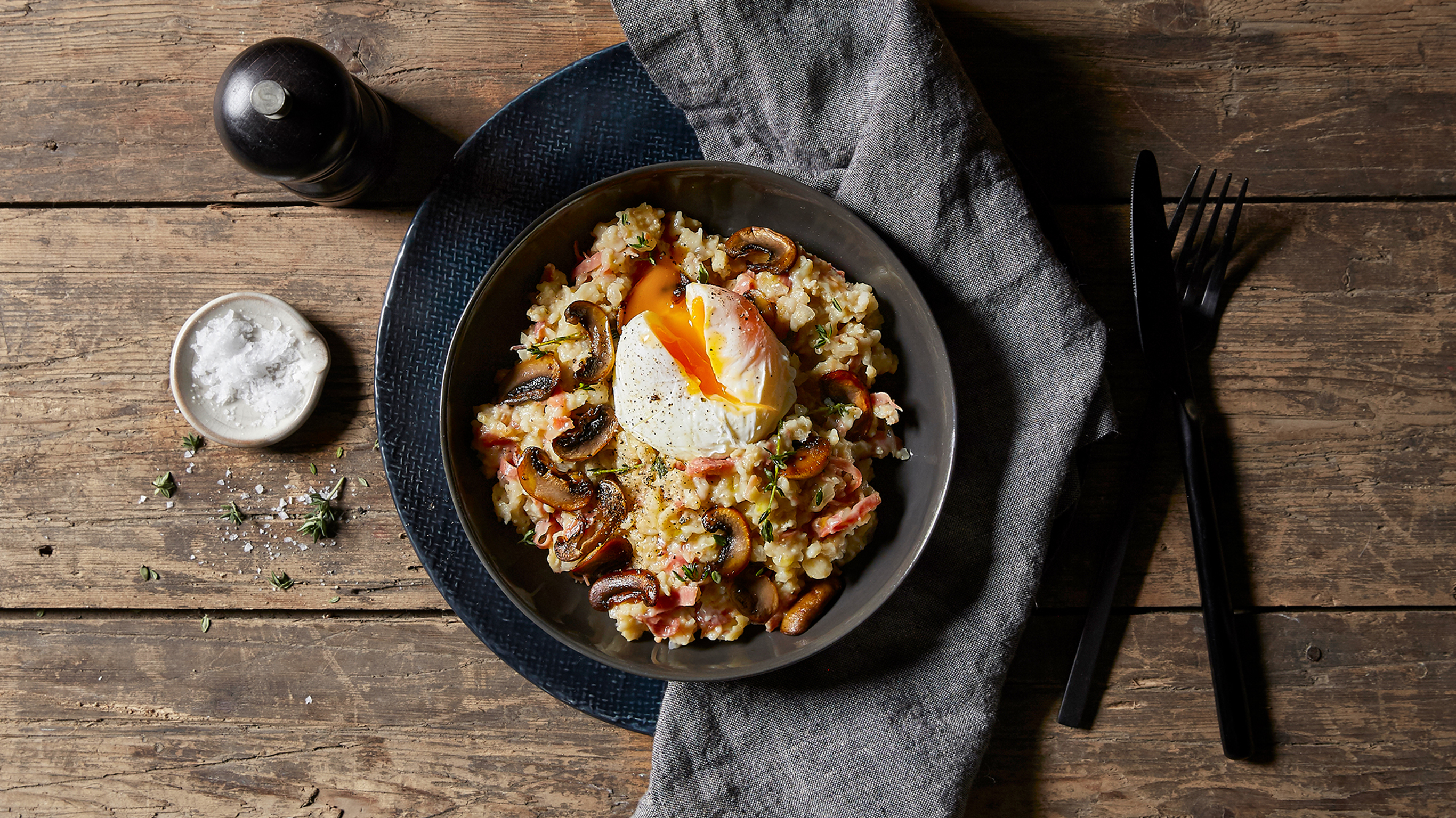 Savory Oatmeal with Prosciutto & Mushrooms