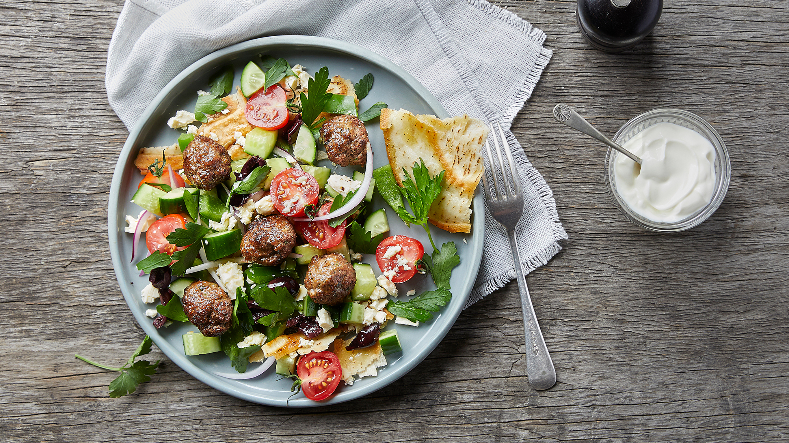 Greek Meatball Salad