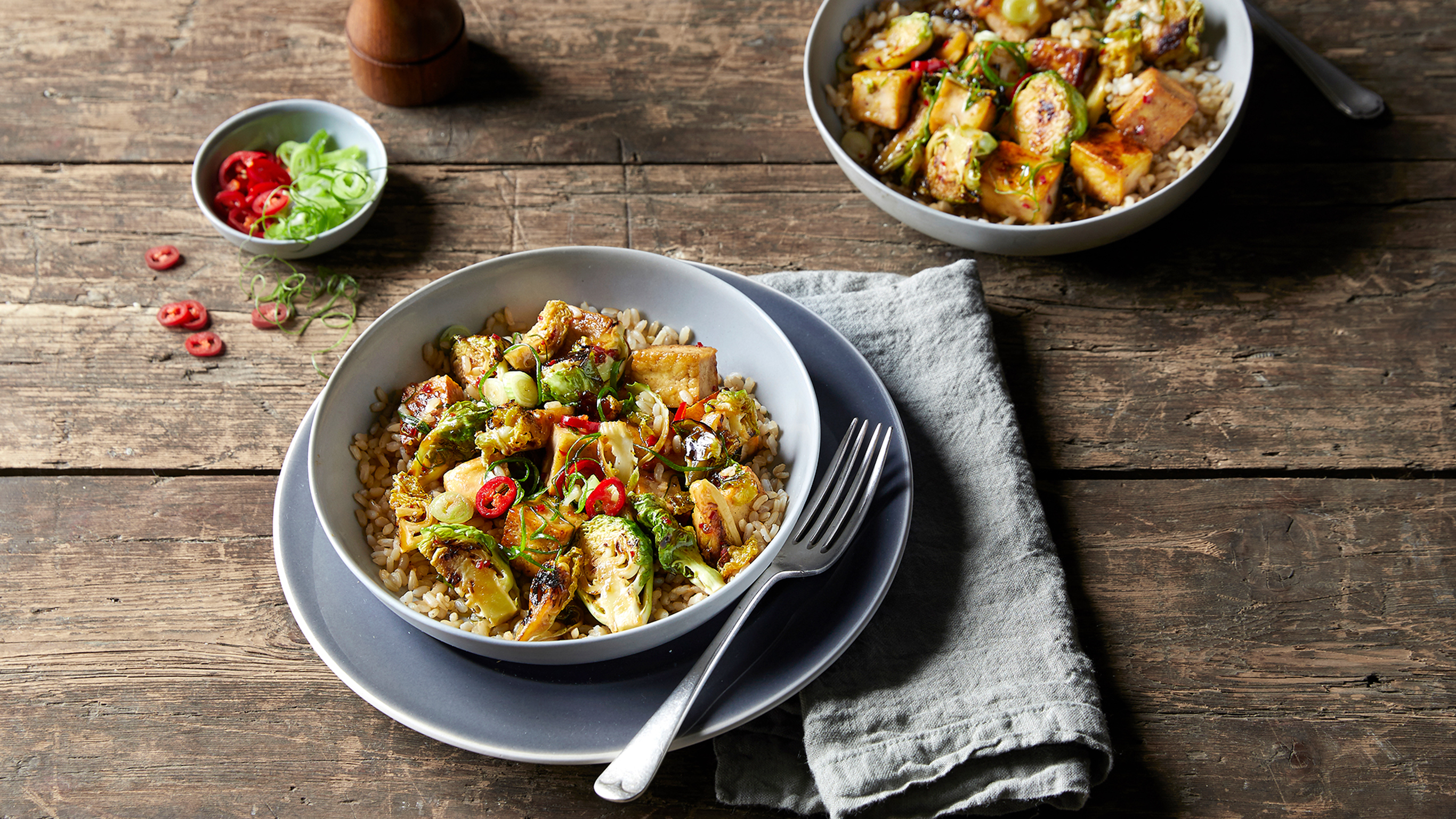 Chilli Soy Brussels Sprouts & Tofu