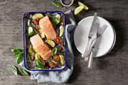 Salmon &amp; Roasted Vegetable Tray Bake
