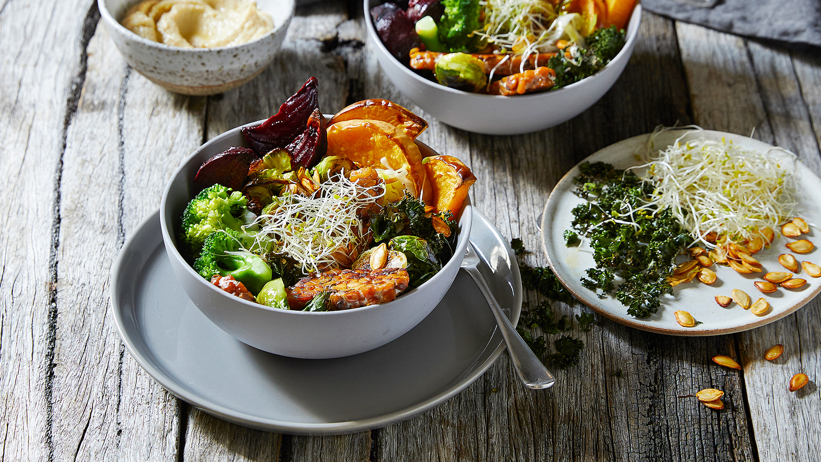 The Roast Veggie & Hummus Bowl from Centr's recipe library.
