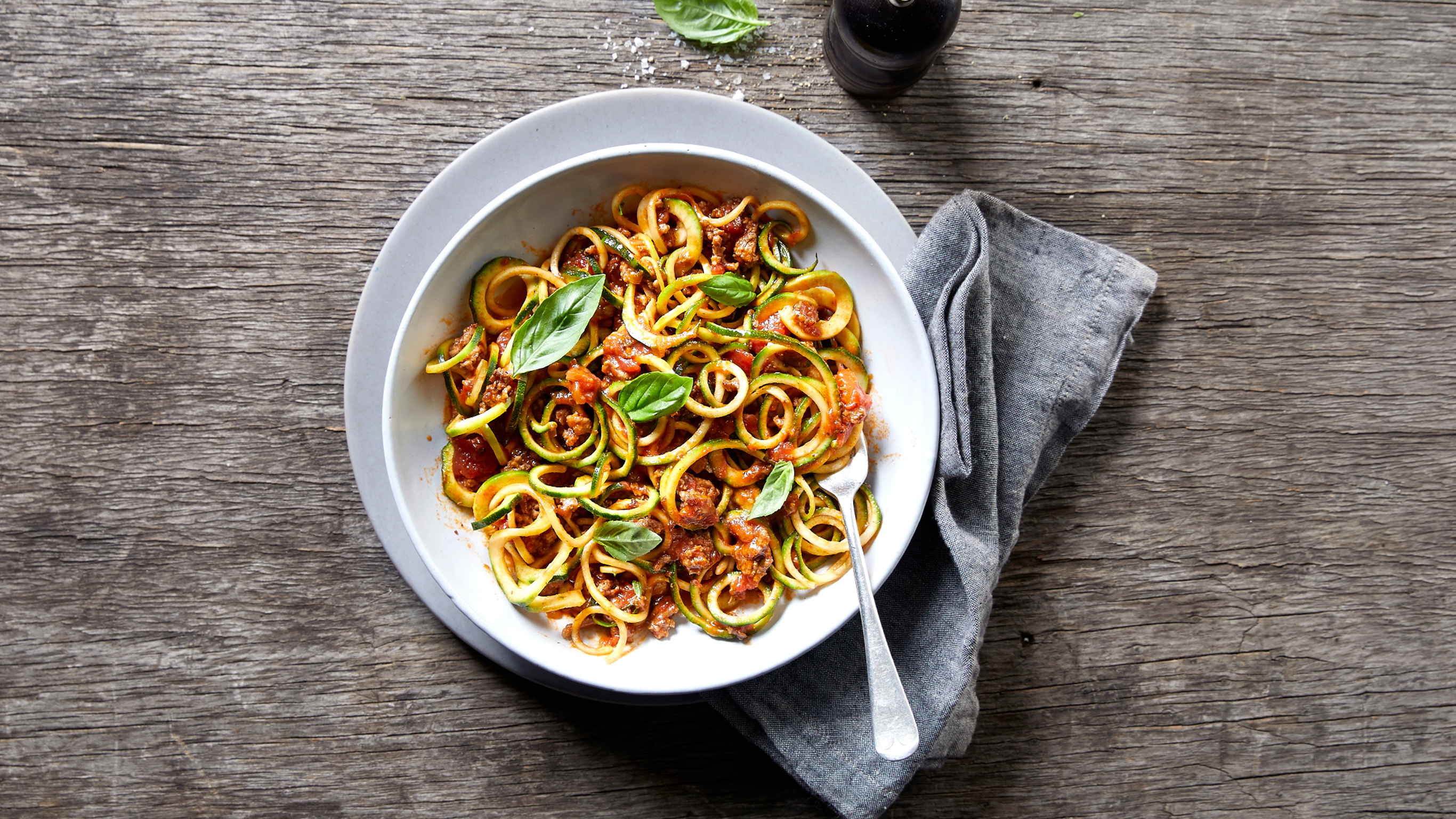 Easy bolognese zoodles from the Centr meal plan.
