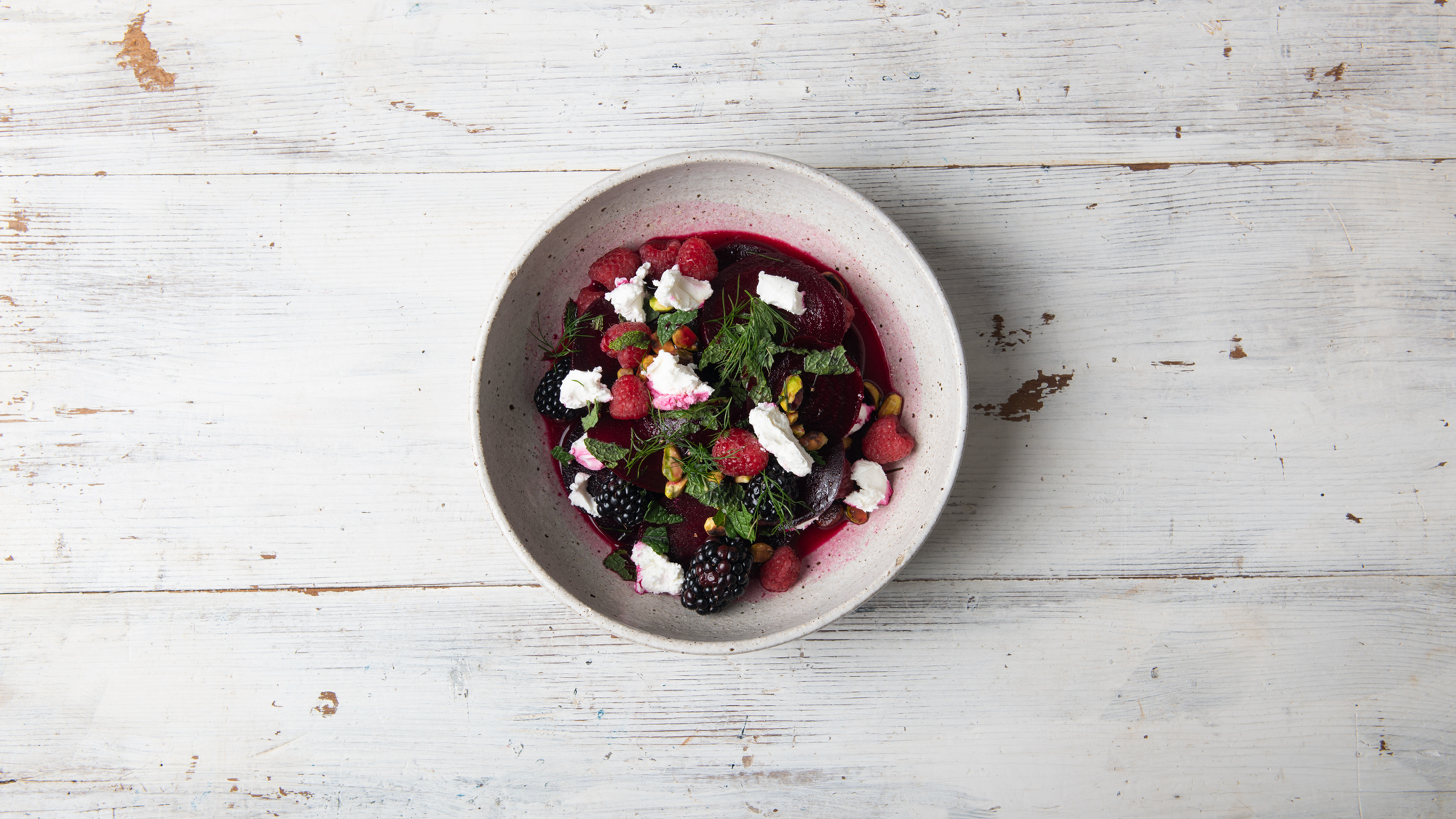 Sergio Perera's Baked Beet & Berries Salad with Goat's Cheese
