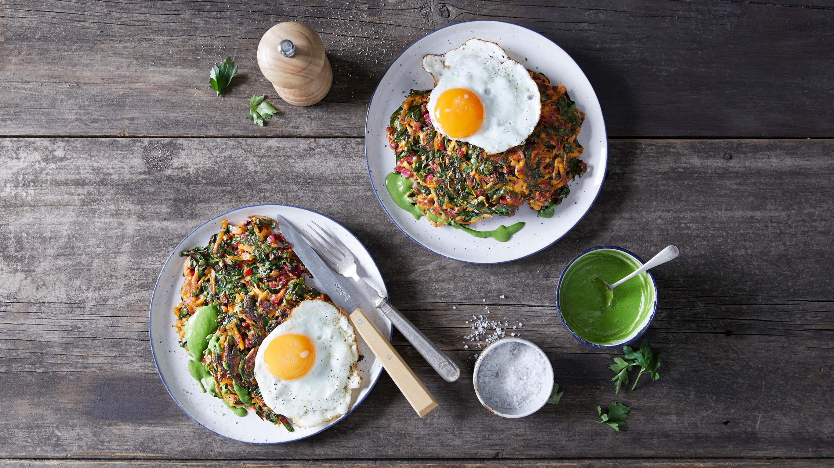 Hash Browns with Green Goddess Dressing