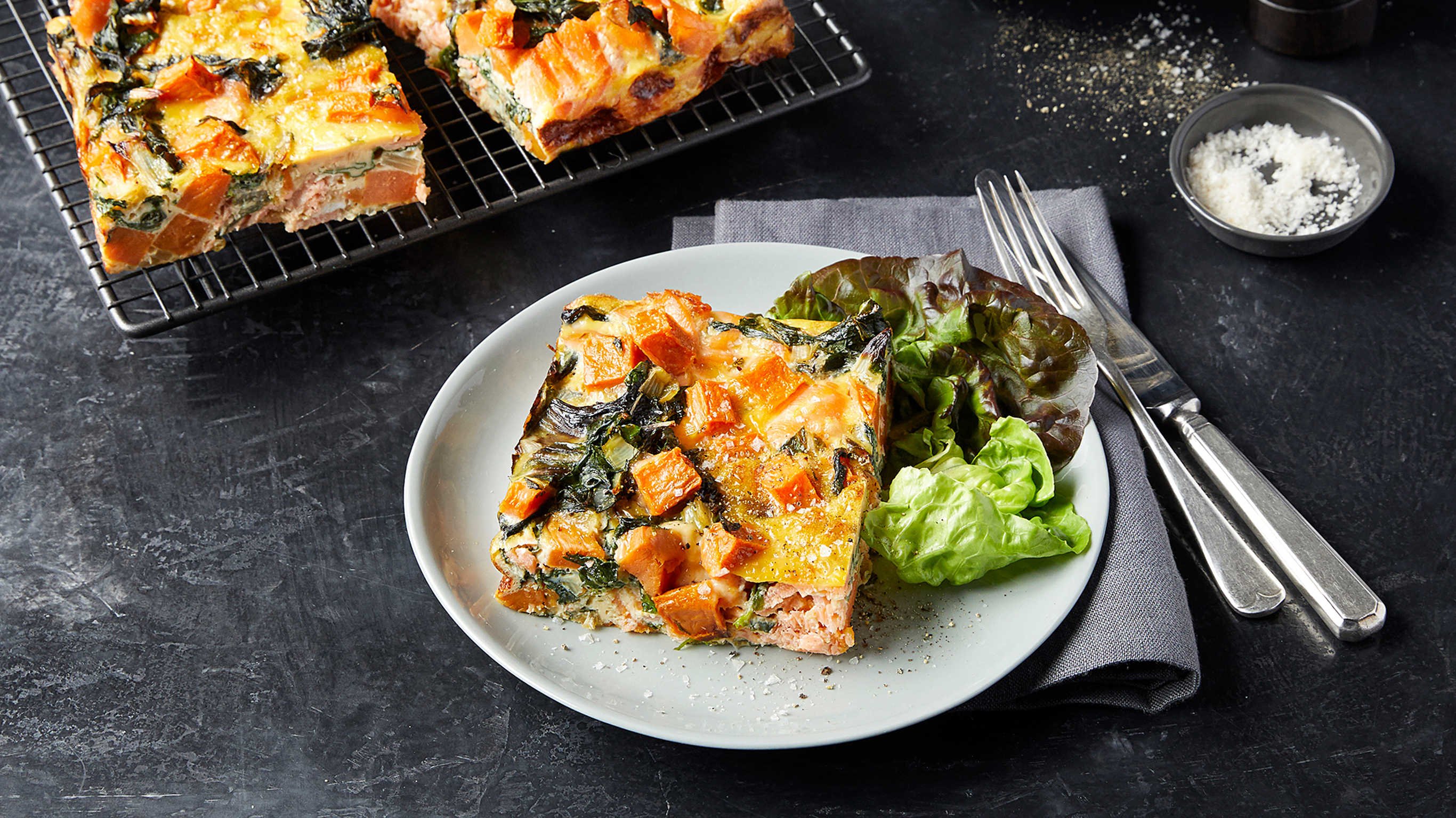 Salmon Frittata with Silverbeet