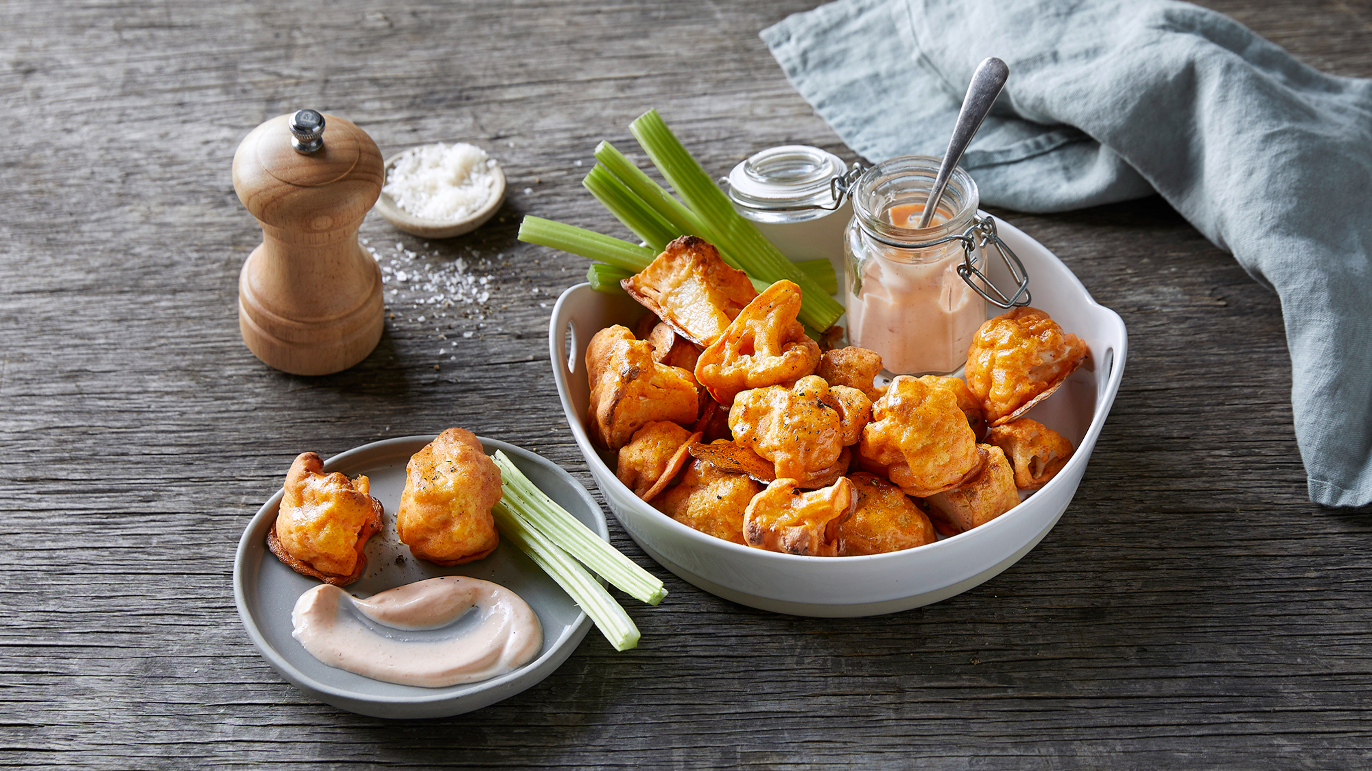 Plant-based Buffalo Cauliflower 'Wings' from the Centr meal plan.