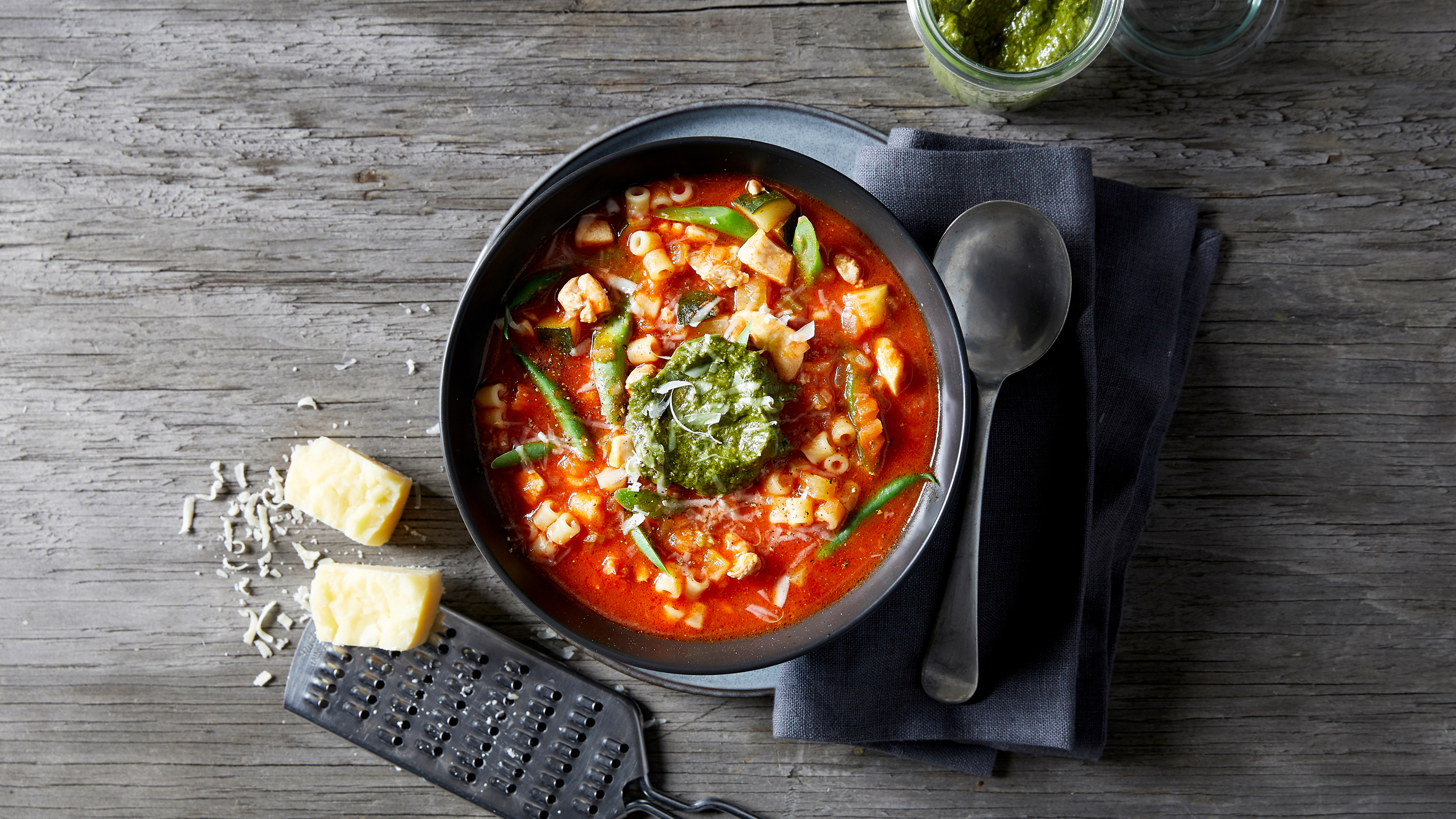 Chicken Soup with Pesto from the Centr meal plan.