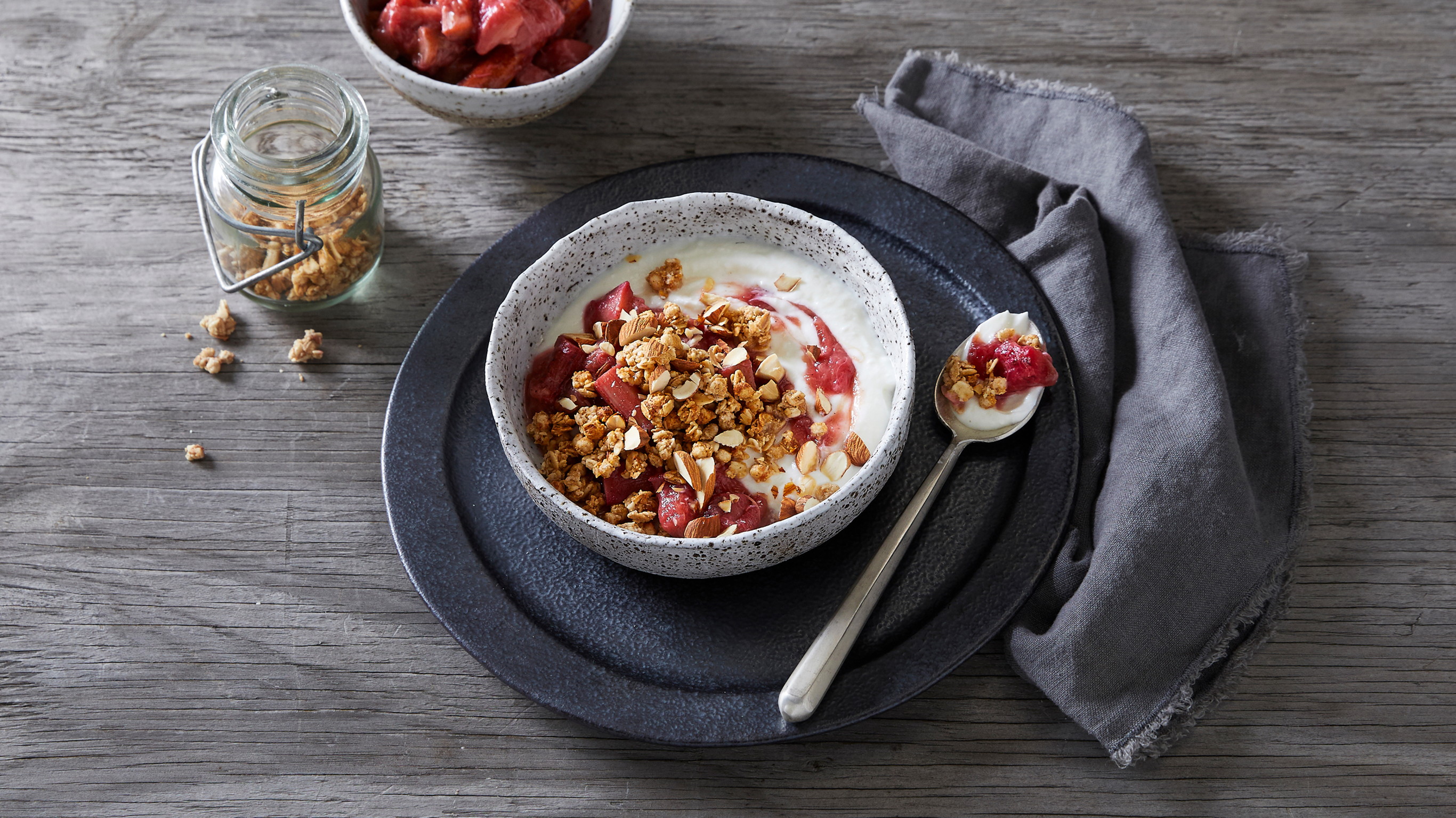 Spiced Rhubarb Compote with Granola