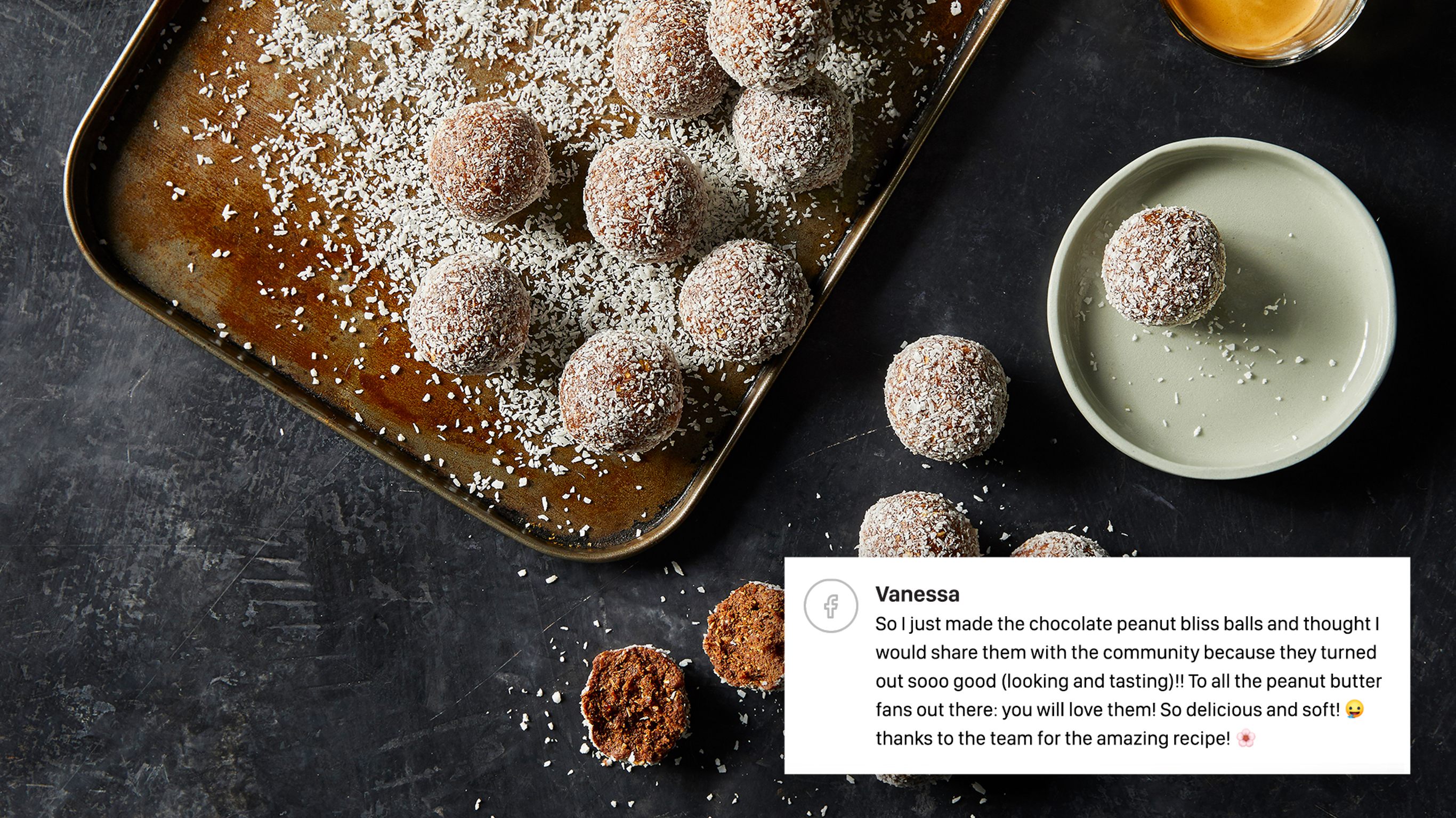 Centr's Chocolate Peanut Bliss Balls, which Vanessa says are
